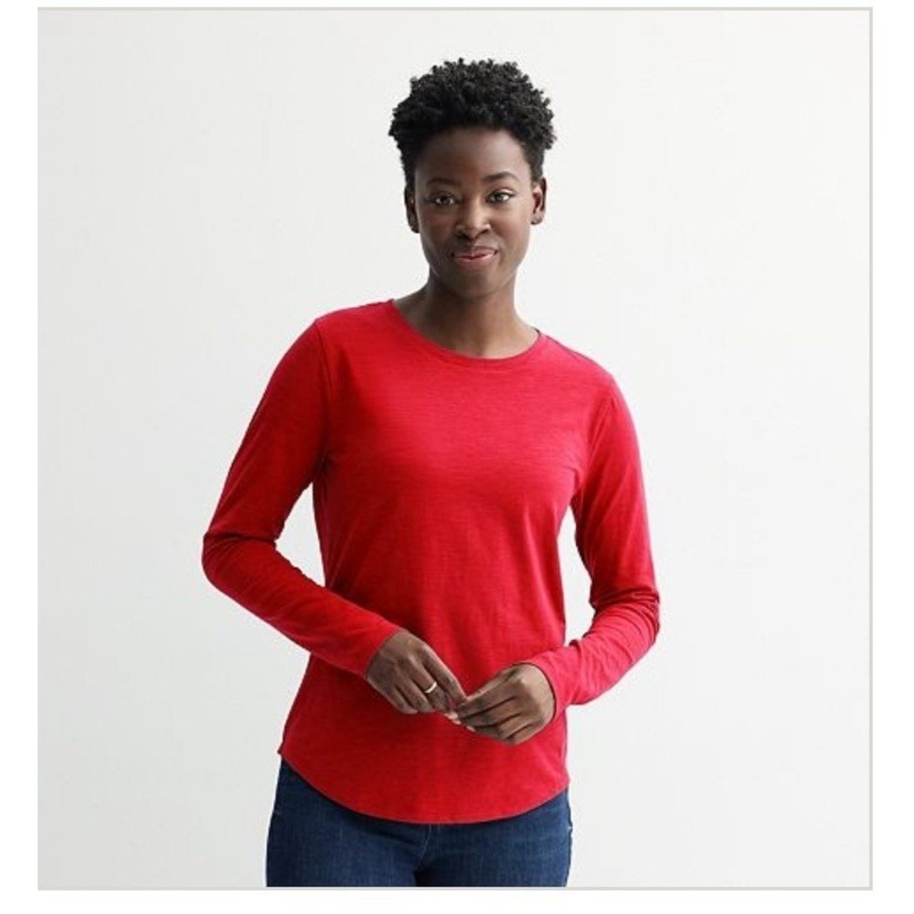SONOMA Goods For Life Womens Red Long Sleeve Crewneck‎ Everyday Tee Shirt Top L